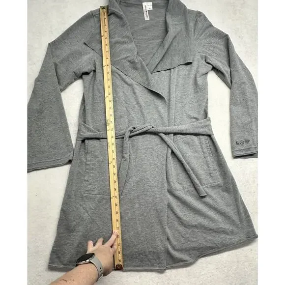 Lucky Brand Womens Large Robe Gray Wrap Style Short Tie Inside Belt - Picture 5 of 9